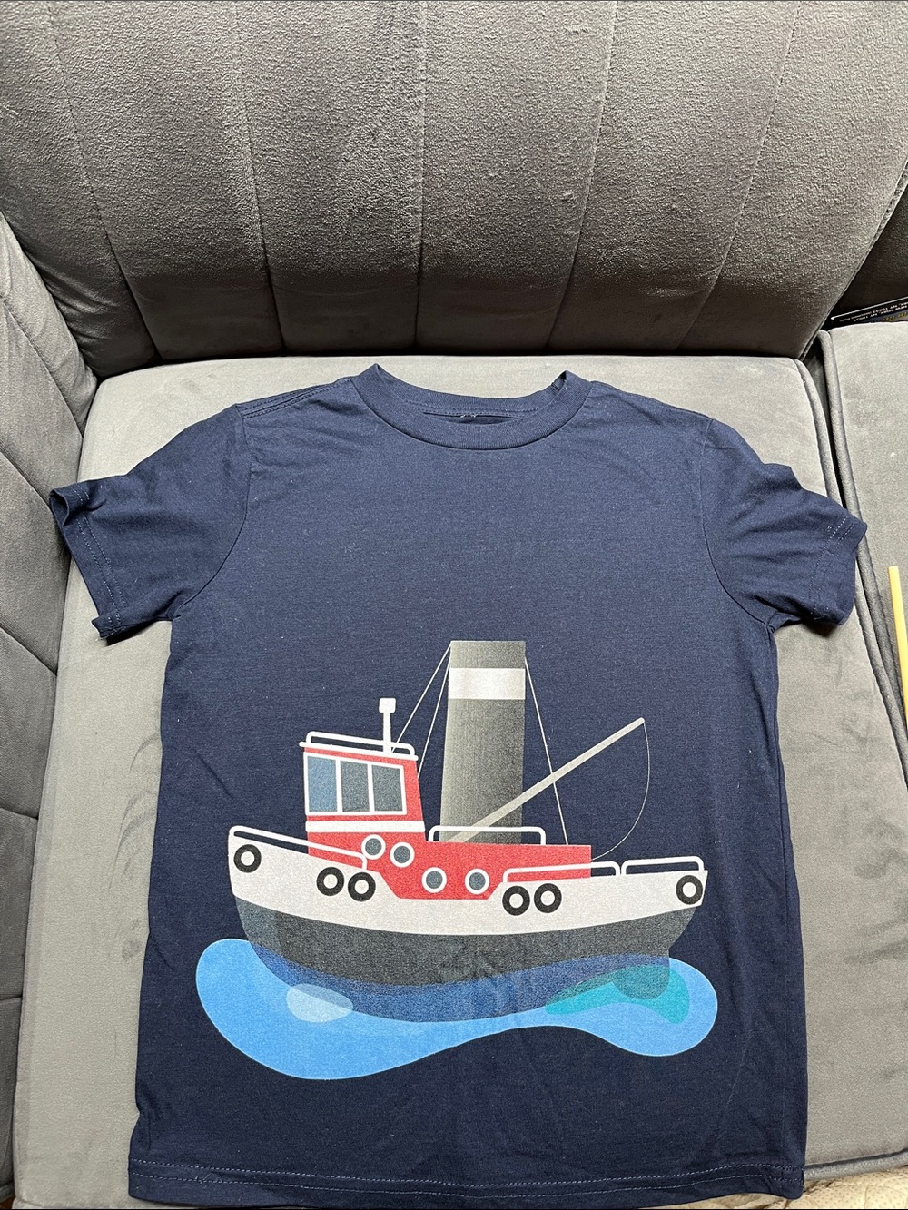 Navy Kids' Boat Graphic Tee - Short Sleeve